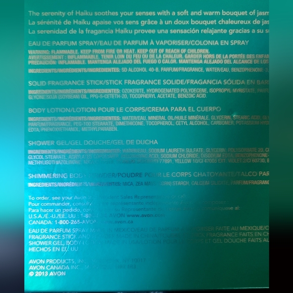 AVON Haiku Collection 5piece Gift set NEW in box - Picture 3 of 3